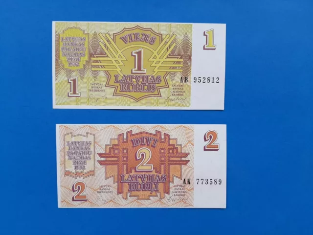 1 x 1+2 Rublis Lettland / UNC / Geldschein Banknote von 1992