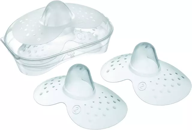 MAM Nipple Shields Size Large Pack of 2, Breast Shields with Sterilisable Travel