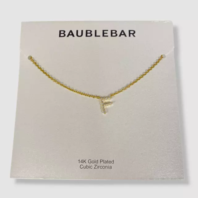 $48 BaubleBar Women's 14k Gold Plated Nora Cubic Zirconia Initial "F" Necklace