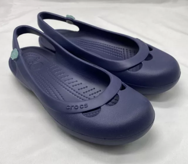 Crocs Jayna Womens Size 7 Slingback Slip On Cutouts Ballet Flats Comfort Flower