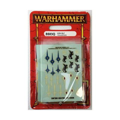 WARHAMMER Citadel MINIATURES ELFI ALTI ARGENTO Helms trasferimento Foglio fuori catalogo 1997 