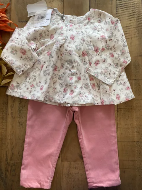 Top e pantaloni carini rosa Absorba a maniche lunghe età 9 M