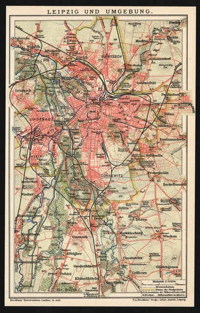 Landkarte anno 1903 - Leipzig Lindenau Gohlis Eutritzsch Crottendorf Stötteritz