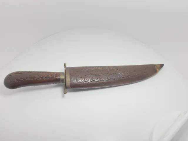 Antique Wood & Brass Knife with Wooden Sheath 13 Inches India