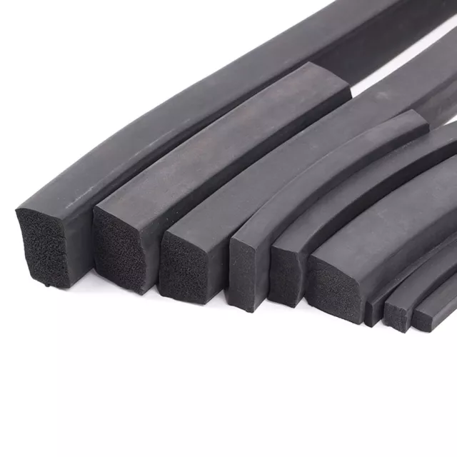 Square Sponge Strip Black EPDM Foam Rubber Gasket Cabinet Door Trim Seal 3-40mm