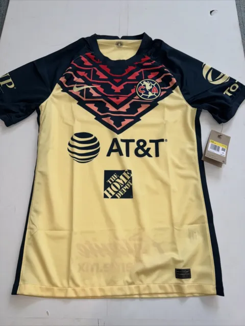 Nike 2020-21 Club America Stadium Home Jersey Mens Size Small CV7887-706 Yellow