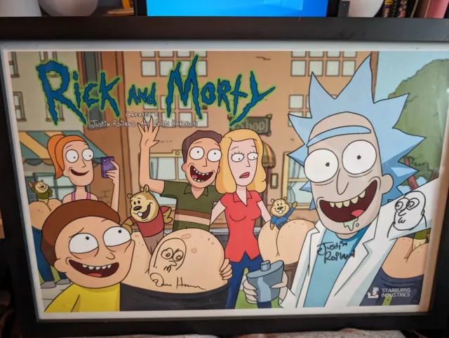 2014 SDCC Authentic Rick And Morty Poster Autographed Dan Harmon Justin Roiland