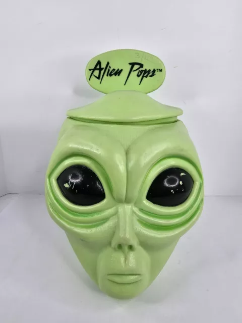 Vintage 1990's ALIEN POPS Lollipop Green Plastic Candy Container Display/Holder