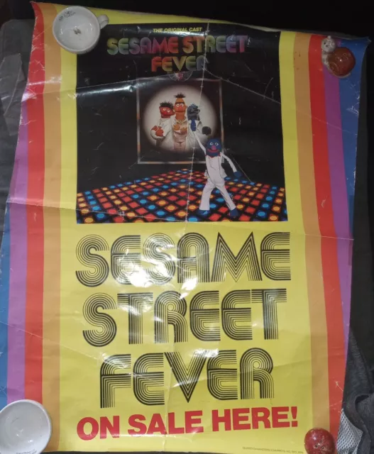 VTG 1978 Muppets Sesame Street Fever Sold Here Poster Ad For Record Stores