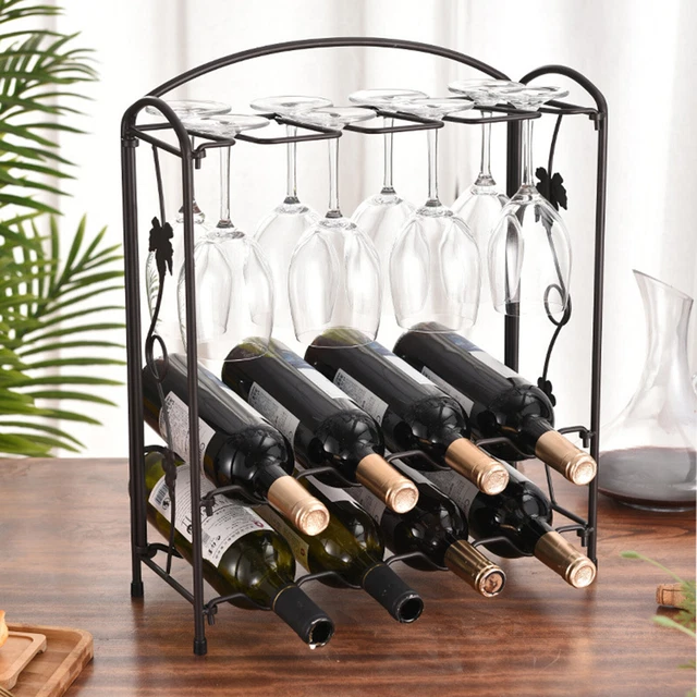 COUNTERTOP WINE RACK Wine Rack + Glass Holder Metal Wine Bottle Holder