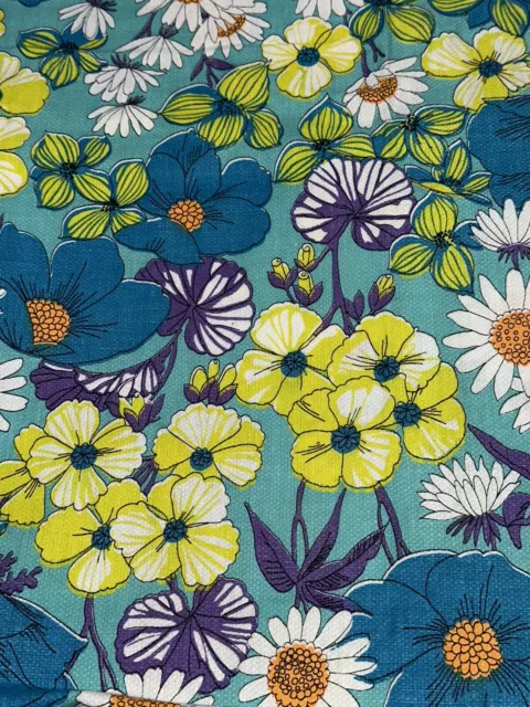 Vintage Flower Power Fabric Groovy 60s 70s  Retro Mod Hippie 76 x 43