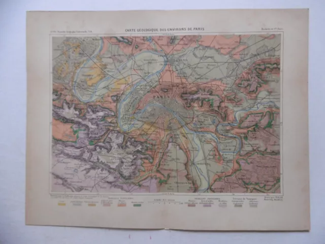 carte ancienne géologique des environs de Paris