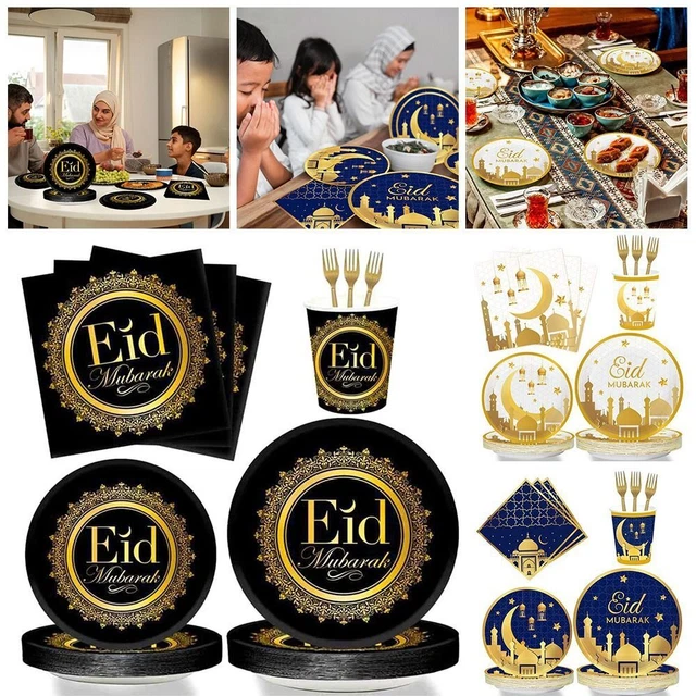 MUSLIM ISLAMIC DIY Paper Cup Paper Plate EID Mubarak Disposable ...