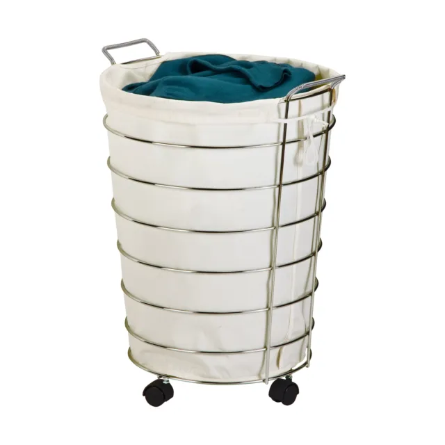 Laundry Hamper Carts Removable Canvas Bag Rolling Basket Wheels Clothes Storage