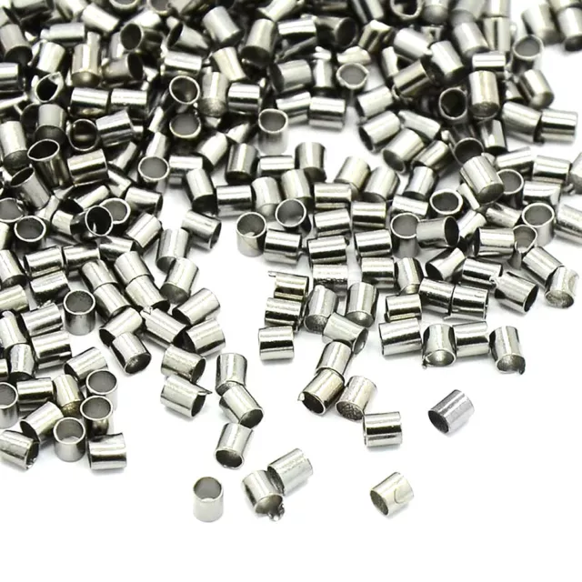 200 Tube Crimp Beads - Antique Silver Tone - 2mm - End Bead Findings - J25251Y