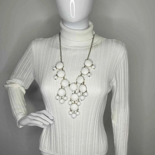 J. Crew necklace costume signed jewelry bubble necklace white gold tone statemen J. Crew necklace costume signed jewelry bubble necklace white gold tone statemen