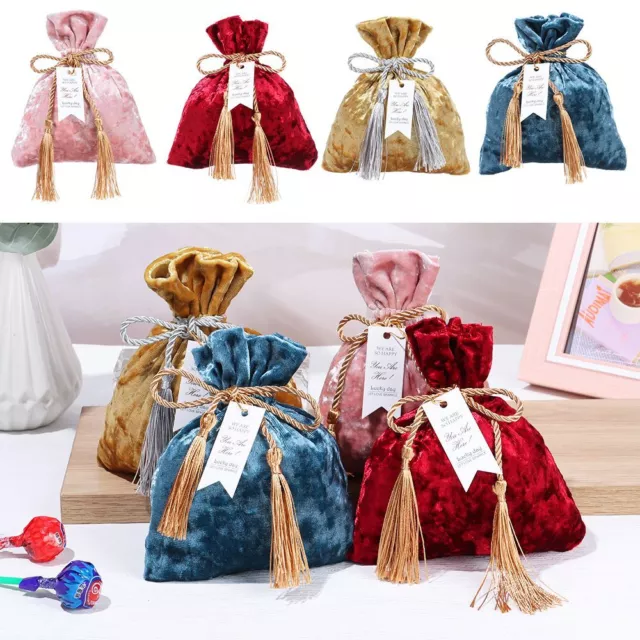 Wedding Party Trendy Velvet Candy Bag Drawstring Pocket Gift Bags Candy Pouches