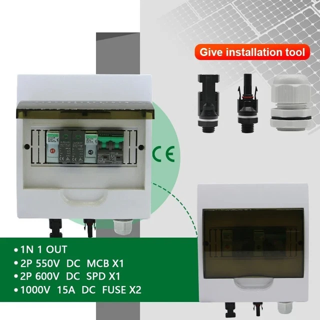 Scatola combinatore fotovoltaico fusibile DC MCB ricambio protezione SPD 1 in 1 uscita 200*150*95 mm