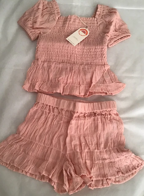 River Island Mini Girls Aged 2-3 Years Shirred Top And Shorts Set BNWT