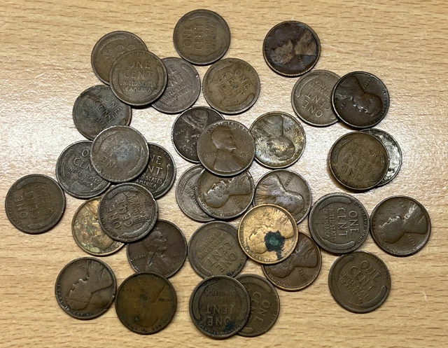 1909 P Lincoln Wheat Cent Penny 36 Coin Partial Roll (NO VDB) - CULL W/ NO HOLES