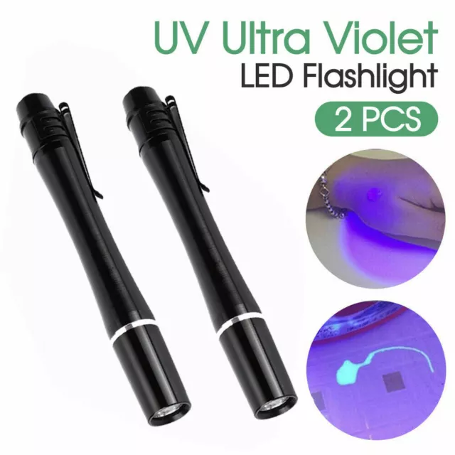 2x UV Ultra Violet LED Flashlight Blacklight 395nm Inspection Lamp Mini Torch AU