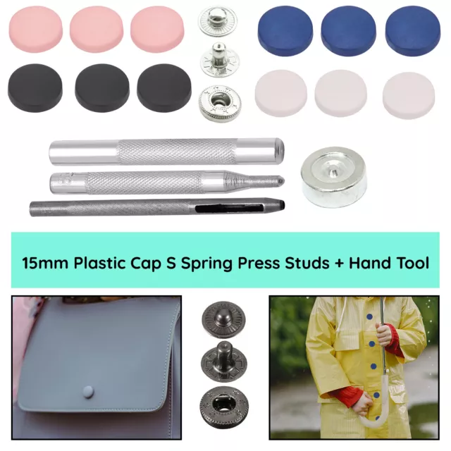 Heavy Duty Snap Fasteners 15mm S Spring Press Studs Poppers Leather Button Tool