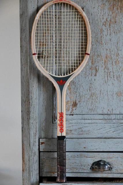 ancienne raquette tennis bois et boyeaux senior