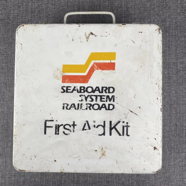 Vintage SBD Seaboard System Railroad First Aid Kit with Contents - Metal