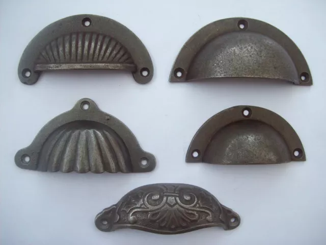 Cast Iron Victorian Style Shell Cup Cupped Chest Drawer Cupboard  Pull Handles