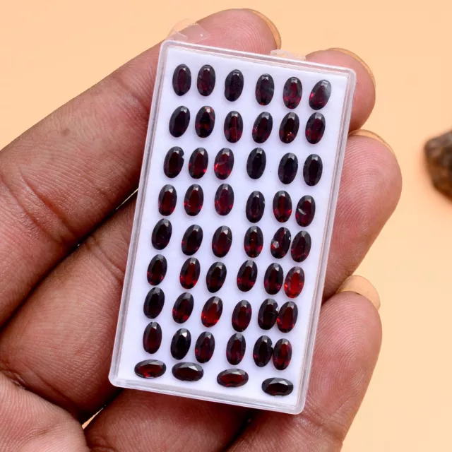 52 Pcs Natural Mozambique Red Garnet Oval Cut Untreated Loose Gemstones 5mmx3mm