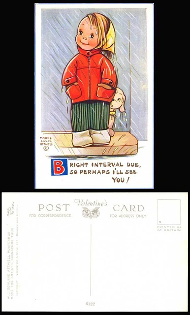 MABEL LUCIE ATTWELL alte Postkarte helles Intervall fällig vielleicht sehe ich U Hund 6122