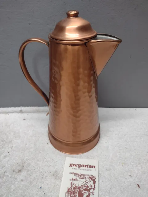 Gregorian Hammered Copper Tea Pot  Kettle 10” x 5