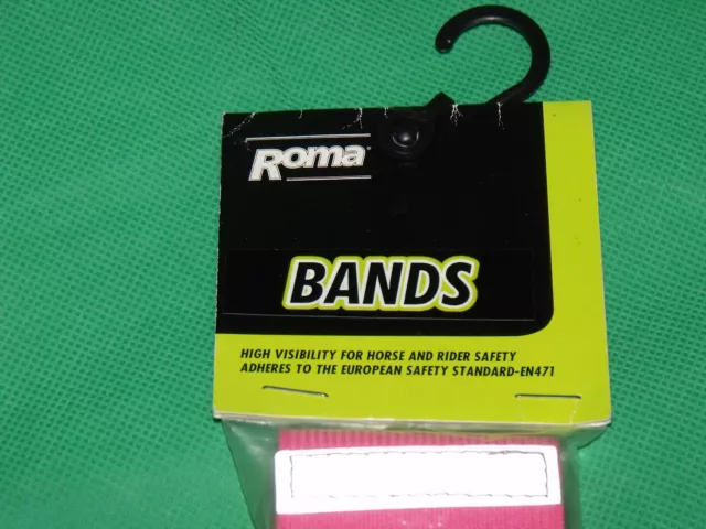 Pink Hi-Viz Bands Roma Reflective Bands Elastic Hook & Eye 2 Pack New in Packet 3