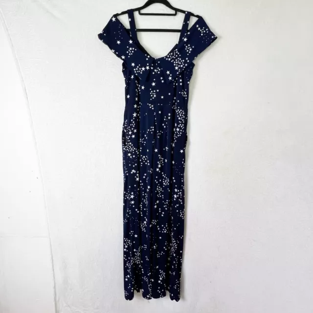 Monsoon Wide Leg Jumpsuit Navy Blue & White Star Print Strappy  UK Size 10