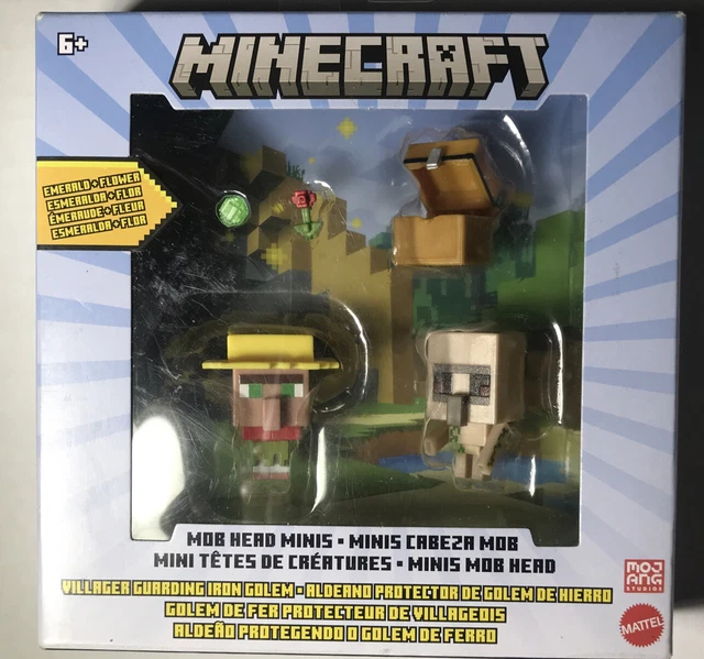 MINECRAFT MOB HEAD Minis Villager Guarding Iron Golem Pack with 2