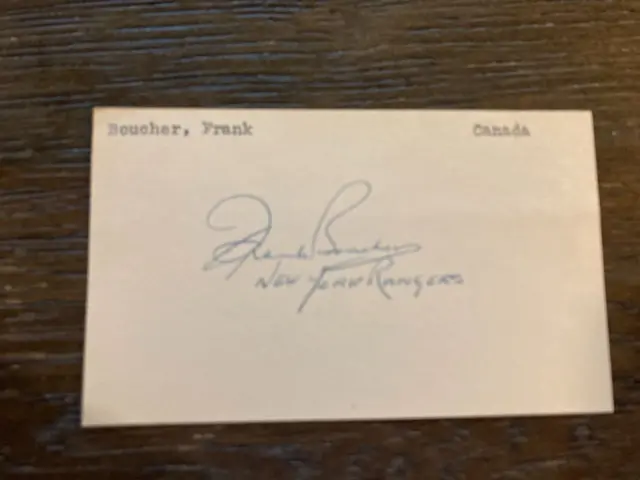 Frank Boucher New York Rangers HOF signed autographed Hockey 3x5 index card