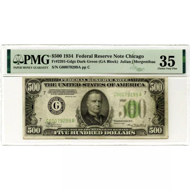 1934 Federal Reserve Note - Five Hundred Dollars (PMG Very Fine 35)