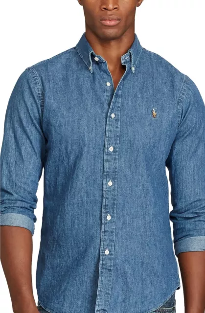 NWT Polo Ralph Lauren Big Tall DARK BLUE CHAMBRAY Classic Fit Button Down Shirt