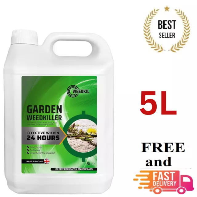 Industrial WeedKiller 5L Extra Strong Glyphosate Free Garden Weed Killer 5 Litre