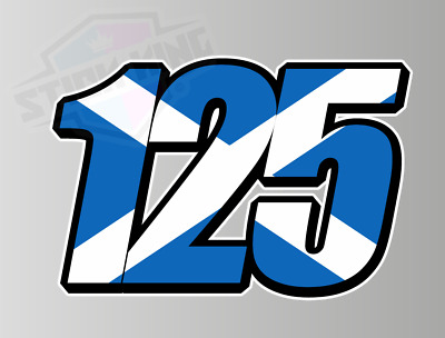 3 X Racing Numbers with Scottish Flag  - Vinyl Stickers Decals Race Motorbike MX