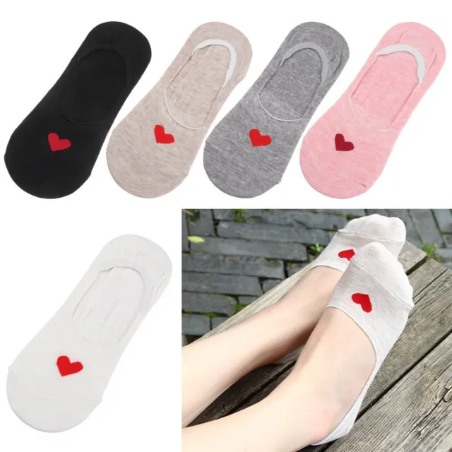 MOUTH NON-SLIP SILICONE Boat Sock Heart Ankle Socks Girls Invisible Socks  $12.81 - PicClick AU