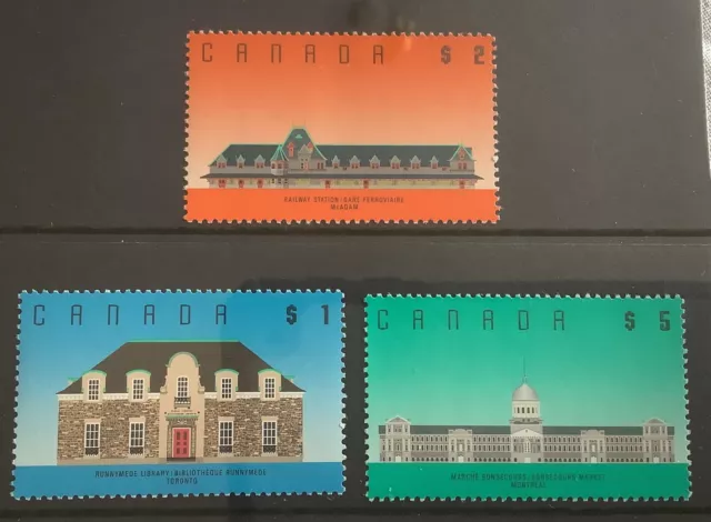 Canada stamps iconic buildings set of 3 stamps Mint good condition 