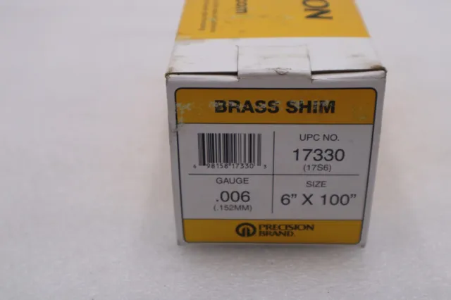 Precision Brand 17330 Shim Stock Roll Brass 0.0060 In 6 In Length: 100" #024-A