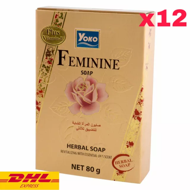 12x Yoko Feminine Herbal Soap Revitalizing plus Vitamin E, Essential Oil 80g