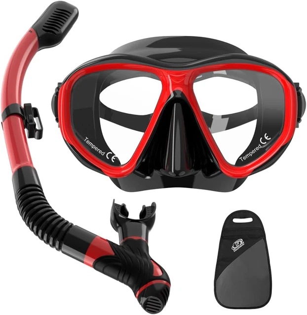 Findway Snorkel Mask, Dry Snorkel Set Adults, Tempered Glass Snorkeling Diving
