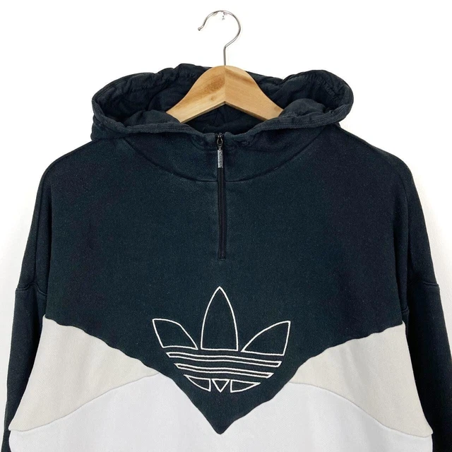 Felpa con cappuccio nera Adidas Originals grande logo ortografico - taglia donna L