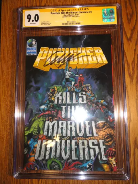 Punisher Kills the Marvel Universe #1 Rare Garth Ennis Signed CGC 9.0 VF/NM SS