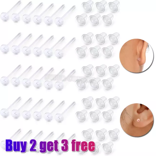 100Pcs Clear Acrylic Earring Retainers Hide Your Piercing Xray Scans