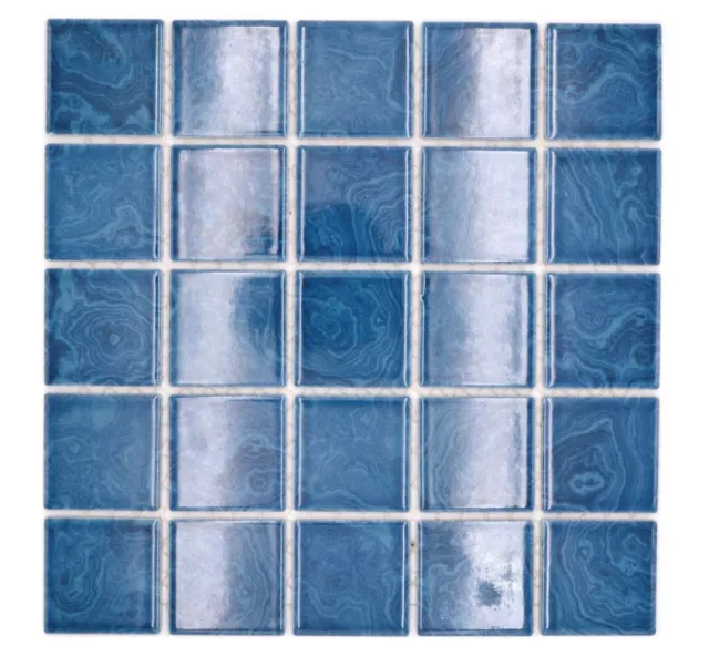 Azulejos de mosaico cerámica azul hielo rayas efecto espejo de azulejos | 10 alfombras