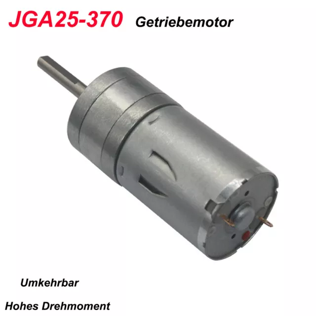 Getriebemotor DC 6/12/24V Lange Welle Metall Getriebe Motor 12-1360RPM JGA25-370